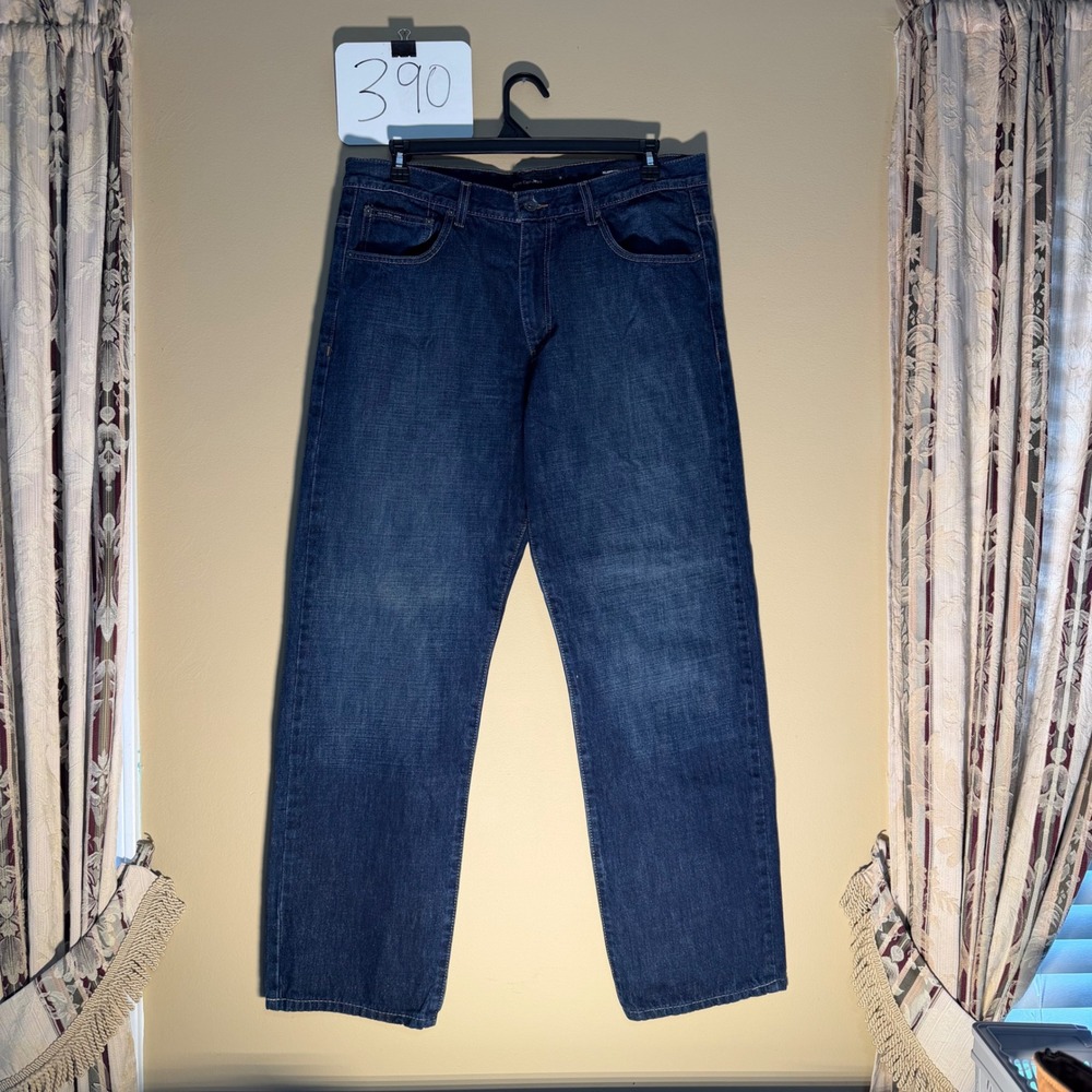 Calvin Klein Jeans Mens 38x34 Relaxed Straight Leg Dark Wash Blue Denim Jeans